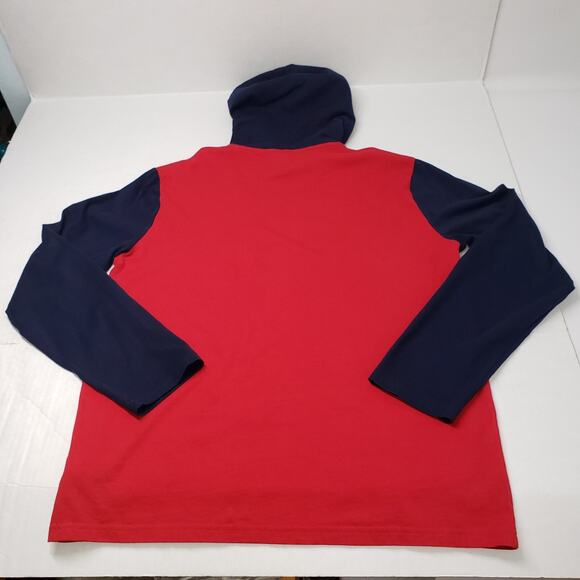 Polo Ralph Lauren Hoodie Men Medium Red Colorblock Lightweight Pullover Spellout - Picture 3 of 16